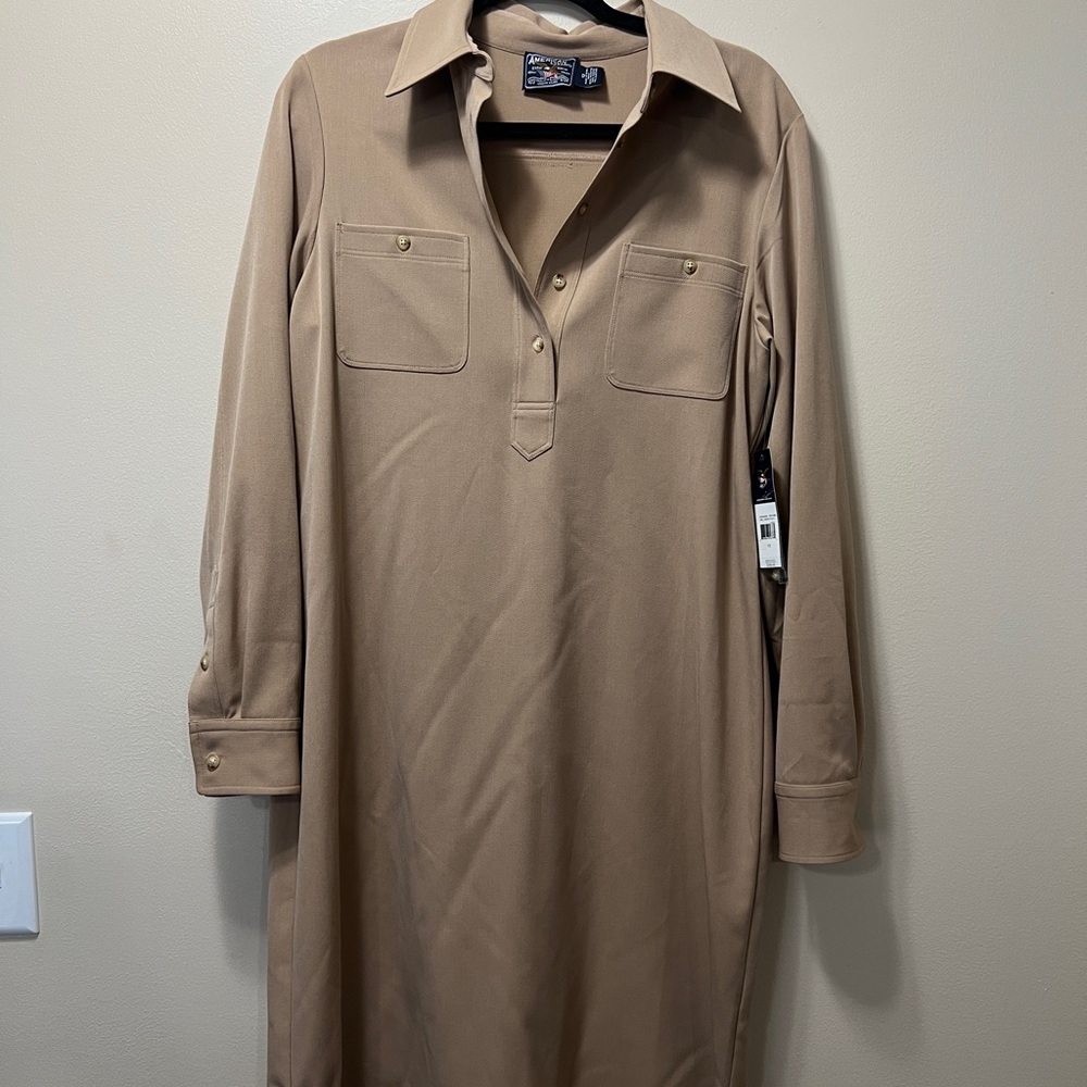 American Living Tan Long Sleeve Dress